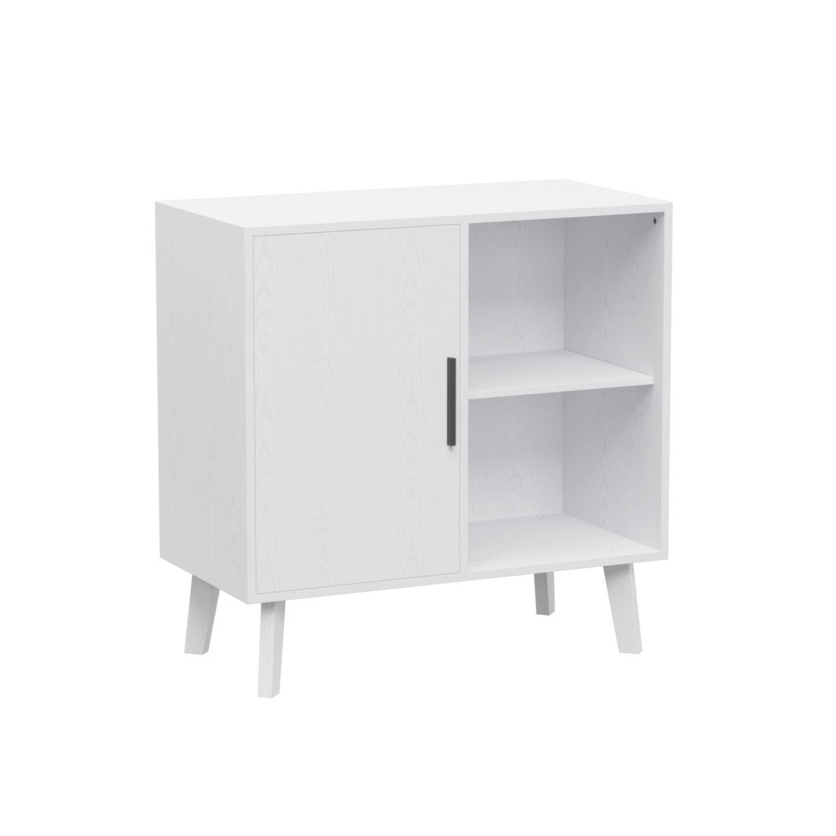 Sideboard Buffet Kitchen Storage Cabinet, Accent Cabinet with Solid Wood Feet for Decorated Doors, Dining Room, Hallway, Cupboard Console Table, Liquor / Accent Cabinet (White) W808P152923-djyc