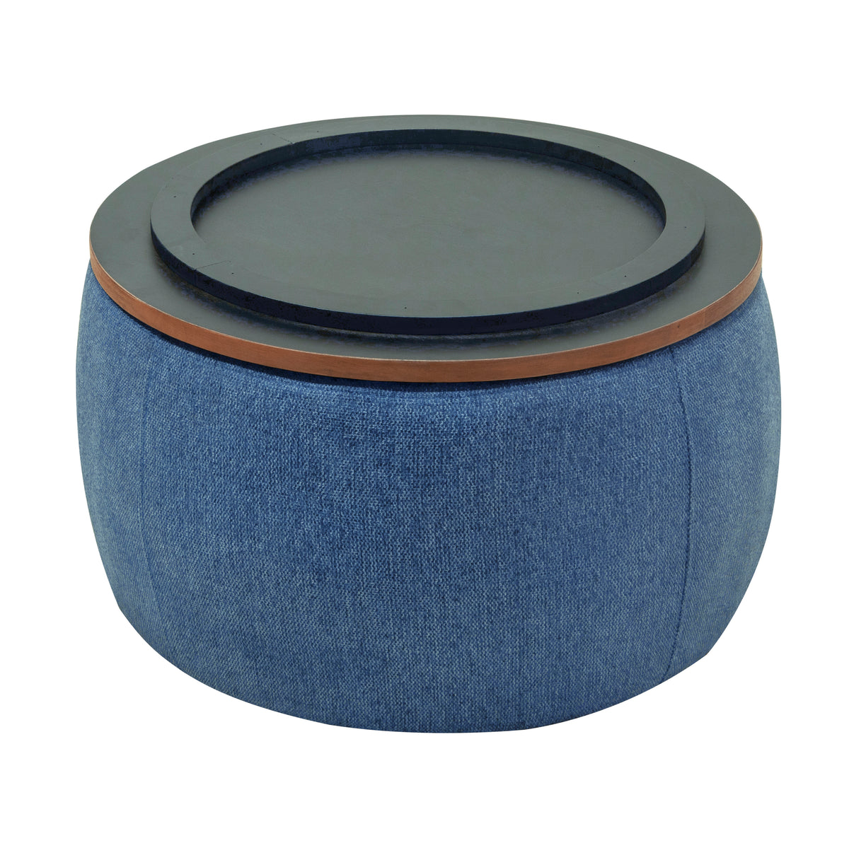 Round Storage Ottoman, 2 in 1 Function, Work as End table and Ottoman, Navy (25.5"x25.5"x14.5") W48735176-djyc