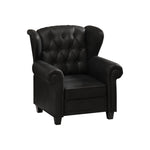 Modern Tufted Push Back Armchair Technical Leather Chair, Adjustable Single Sofa Chair with Sturdy Wood Legs for Bedroom, Living Room, Small Space(Color:Black) W1669P199585-djyc