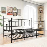 Metal Daybed Frame Twin Size Platform with trundle , No Box Spring Needed Black W840104493-djyc