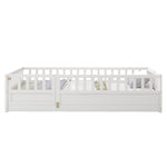 Twin Size Floor bed, integral construction with super high security barrier, door, children's floor bed frame, Montessori wooden children's floor bed, Support slat white W1858P164938-djyc