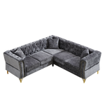 81.5-Inch Chenille Corner Sofa , L-Shaped Sectional Couch, 5-Seater Corner Sofas with 3 Cushions for Living Room, Bedroom, Apartment, Office W834S00262-djyc