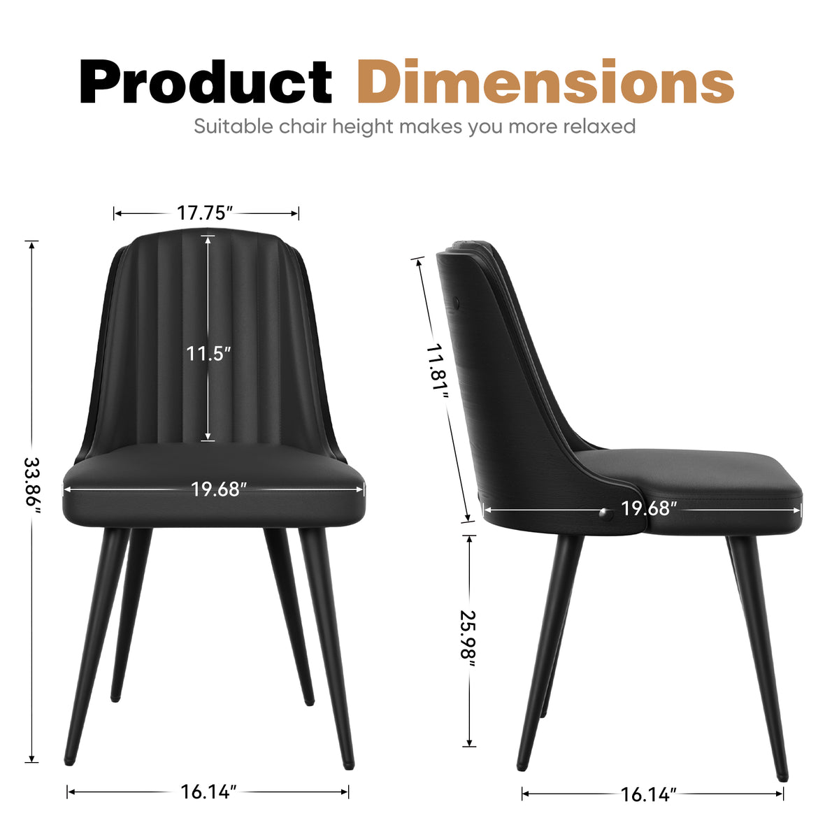 Modern Minimalist High-Back Dining Chair: High-Quality Leather & Adjustable Foot Pads FU01029-wz