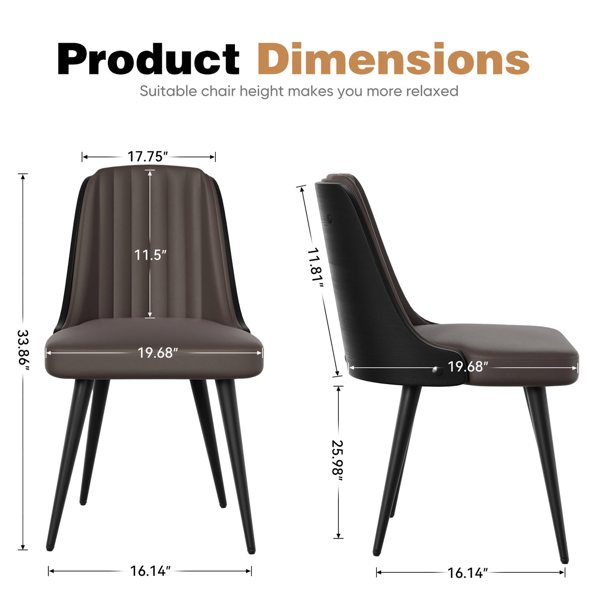 Modern Minimalist High-Back Dining Chair: High-Quality Leather & Adjustable Foot Pads FU01029-wz