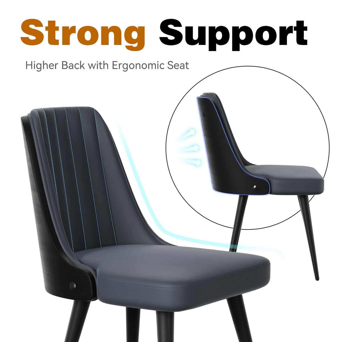 Modern Minimalist High-Back Dining Chair: High-Quality Leather & Adjustable Foot Pads FU01029-wz