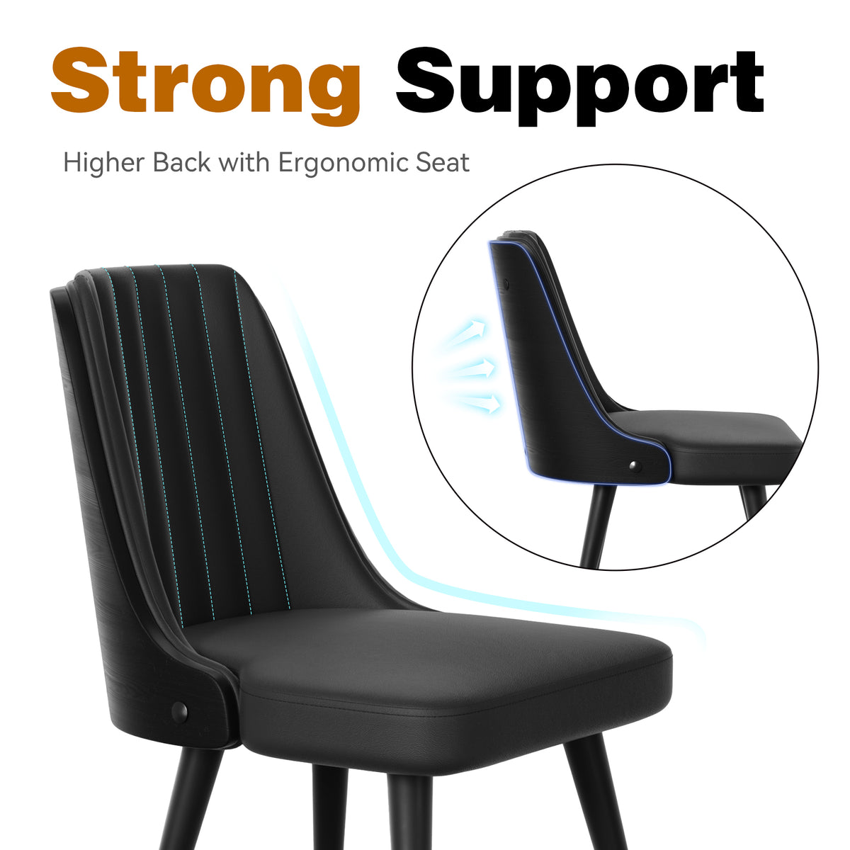 Modern Minimalist High-Back Dining Chair: High-Quality Leather & Adjustable Foot Pads FU01029-wz