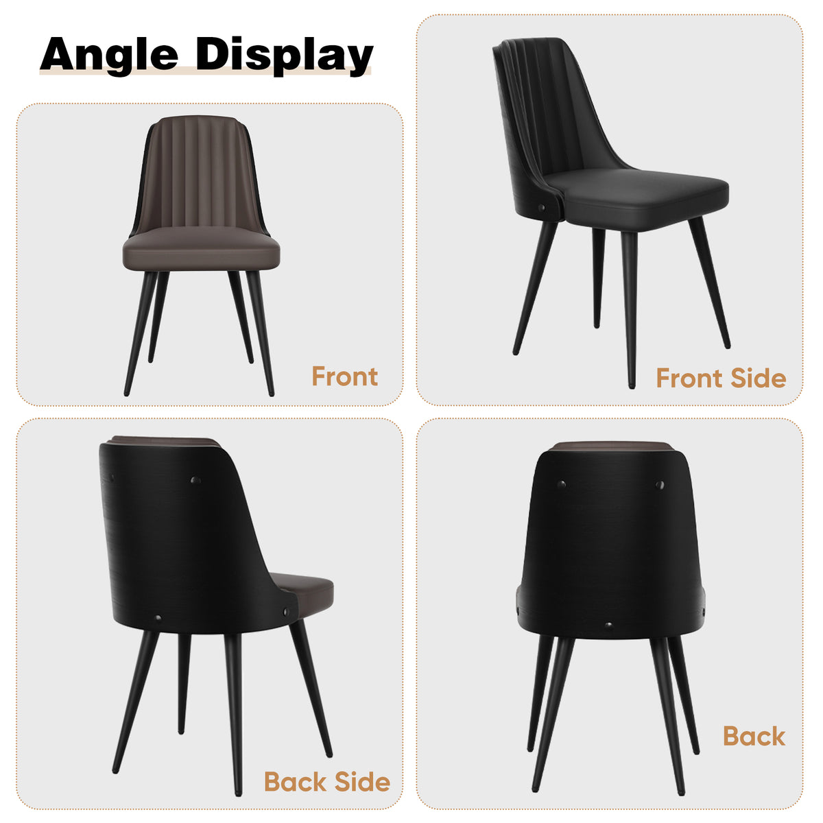 Modern Minimalist High-Back Dining Chair: High-Quality Leather & Adjustable Foot Pads FU01029-wz