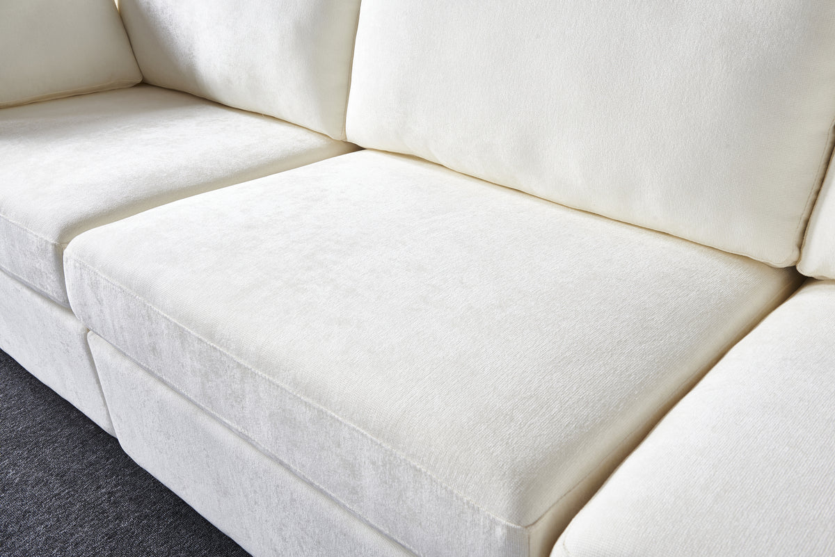 modular sofa whiten chenille fabric,simple and grand, the seat and back is very soft. this is also a KNOCK DOWN sofa W1099S00137-djyc