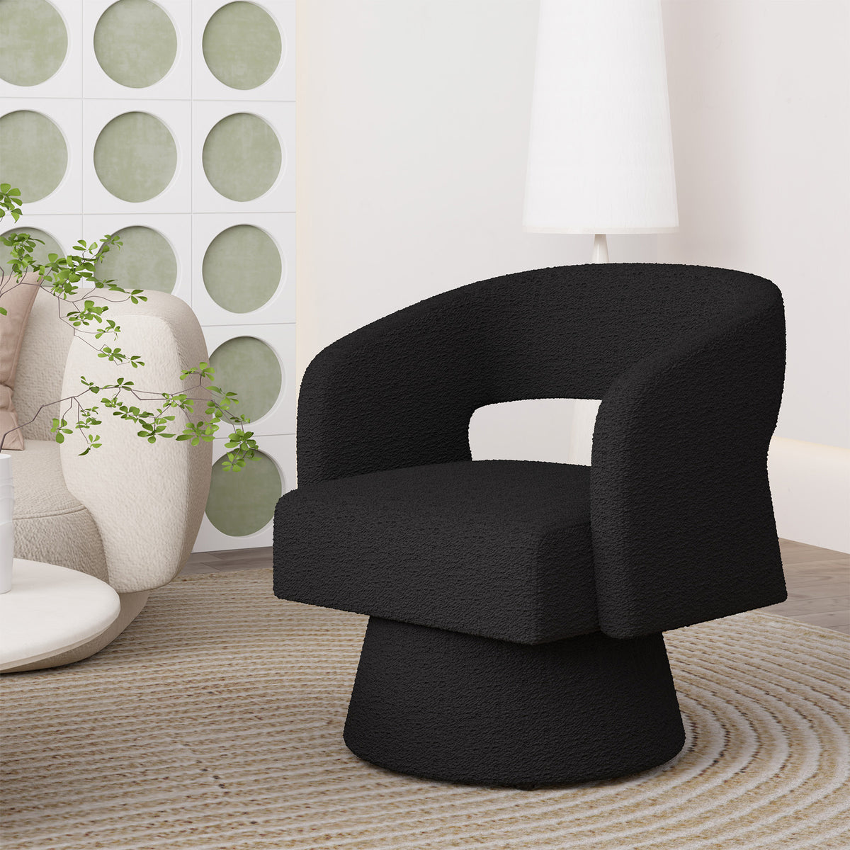 Modern Minimalist Elegant Velvet 360° Swivel Armchair: Thickened Cushion & Anti-Slip Feet FU01059-wz