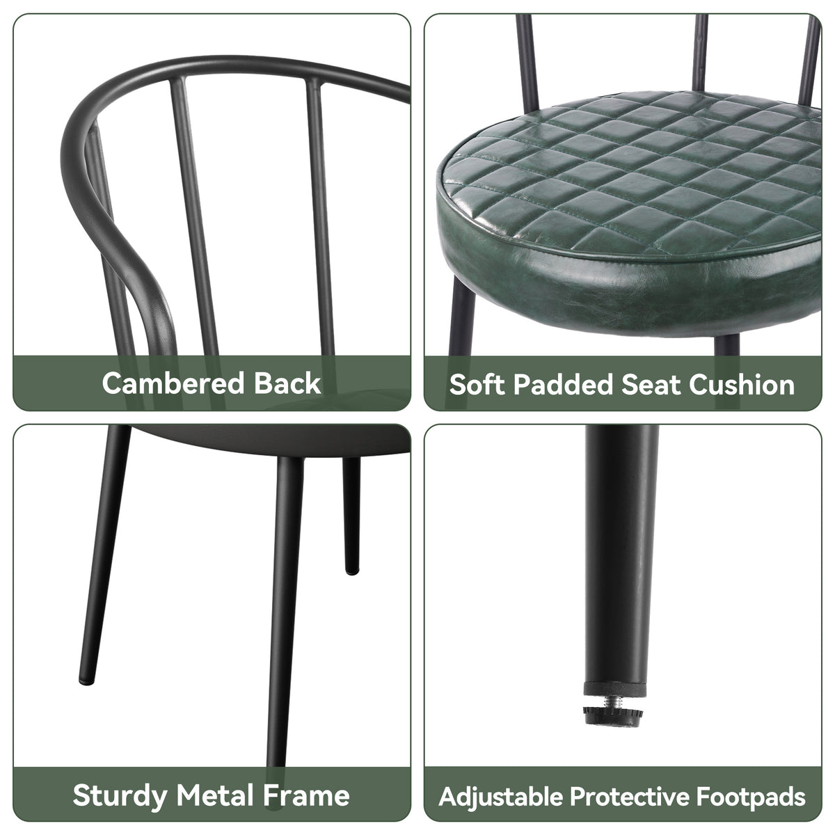 Modern Comfortable Metal Frame Chair: Ergonomic Cambered Back & Durable Waterproof Leather FU01070-wz