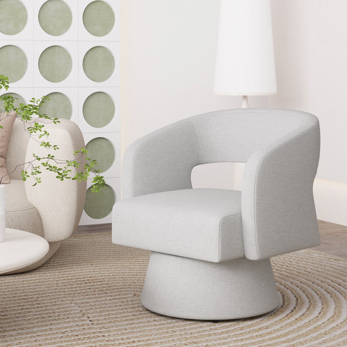 Modern Minimalist Elegant Velvet 360° Swivel Armchair: Thickened Cushion & Anti-Slip Feet FU01059-wz