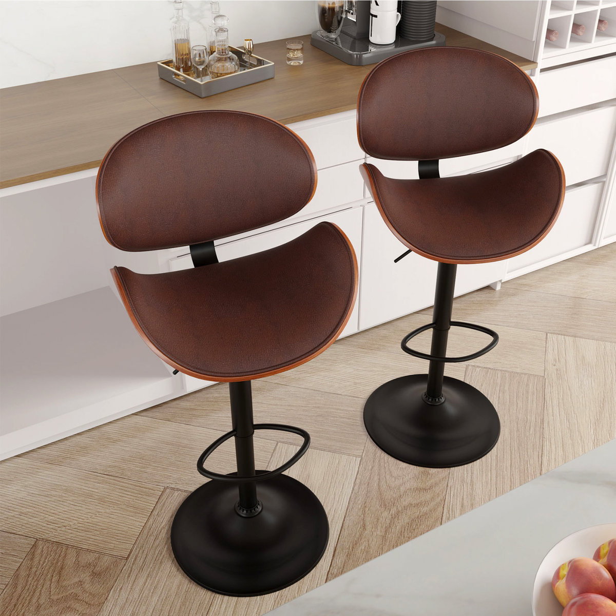 Modern Minimalist Adjustable Bar Stool: 360° Swivel & Waterproof Cushion FU01049-wz