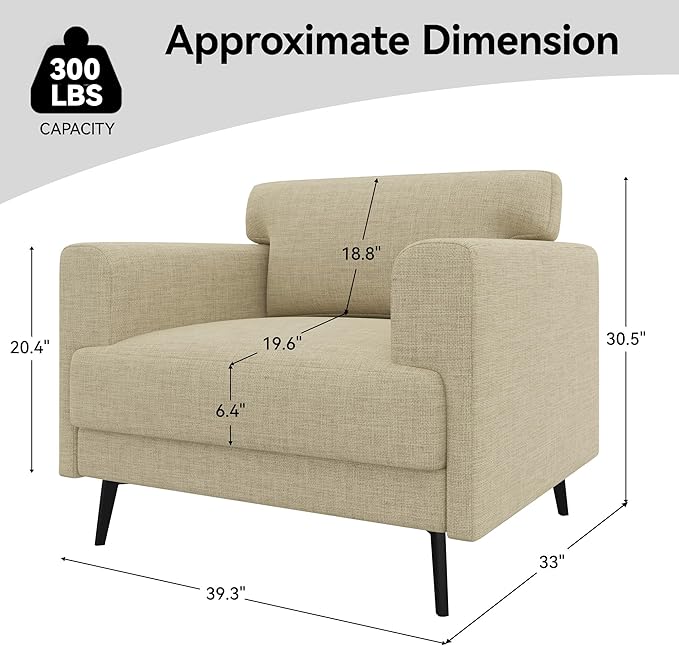 Stylish Curved Design Single Sofa Chair: High-Density Foam & Premium Fabric FU01060-wz