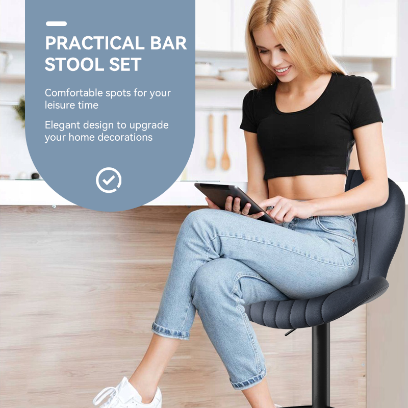 Modern Minimalist 360° Rotating Bar Stool: Resilient Foam & Ergonomic Design FU01023-wz