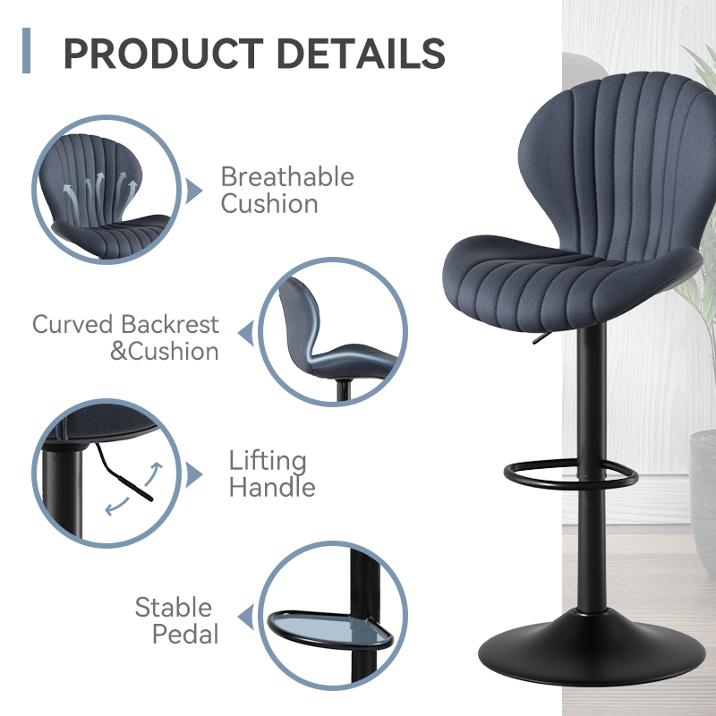 Modern Minimalist 360° Rotating Bar Stool: Resilient Foam & Ergonomic Design FU01023-wz