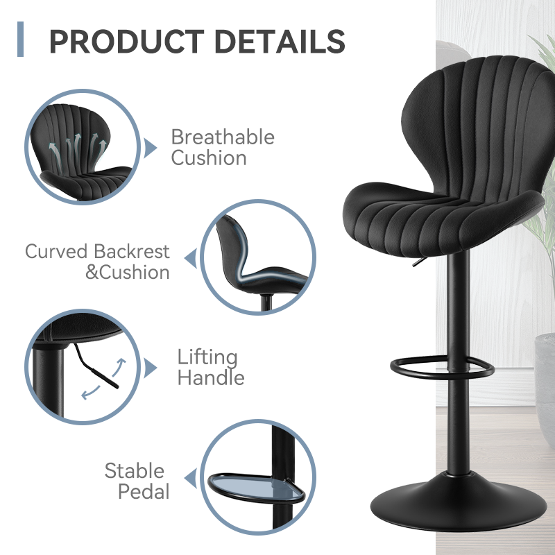 Modern Minimalist 360° Rotating Bar Stool: Resilient Foam & Ergonomic Design FU01023-wz