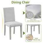 5 Piece Wooden Dining Table Set, Kitchen Table Set with a Square Table and 4 Upholstered Chairs, Wooden Dining Room Table with Crystal Decoration and Chairs Set for Kitchen, Dining Room, Silver grey W1998S00042-djyc