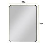 Wall Mirror 24x36 Inch Black Rectangular Mirror Metal Framed Mirror Vanity Mirror Dressing Mirror, for Bathroom, Living Room, Bedroom Wall Decor W1435P151589-djyc