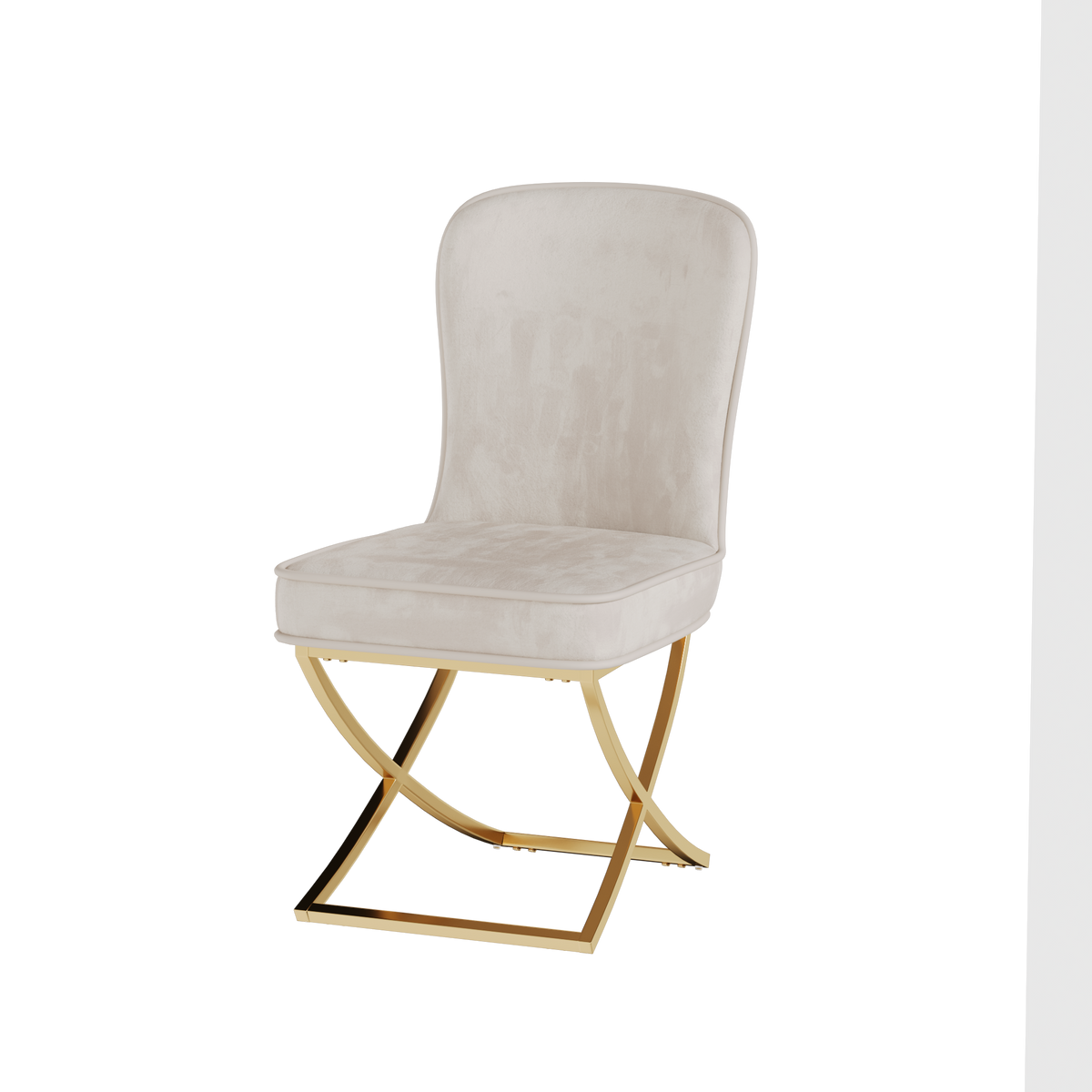 Dining Chair Set of 4, Beige velvet Backrest and golden Metal legs.For Modern Kitchen Dining Room Chair for Kitchen Living Modern decorative Leisure chairs.Office chairs y-2009 W1727S00010-djyc