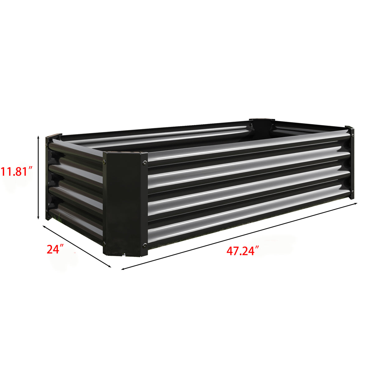 Metal Raised Garden Bed, Rectangle Raised Planter 4×2×1ftfor Flowers Plants, Vegetables Herb Black W84090999-djyc