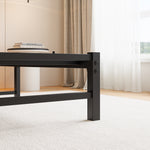 Full Size Metal Bed Frame with Wooden Headboard, RGB Lights, Outlets & Charger, Storage Shelf, Noise-Free, No Box Spring Needed W840P209906-djyc