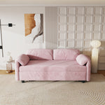Sofa at the Forefront: 54-inch Velvet Pink Sofa Bed for Multi-purpose Living Spaces, Featuring a Retractable Bed W1278127956-djyc