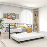 Metal Daybed Frame Twin Size Platform with trundle , No Box Spring Needed Black W840104493-djyc