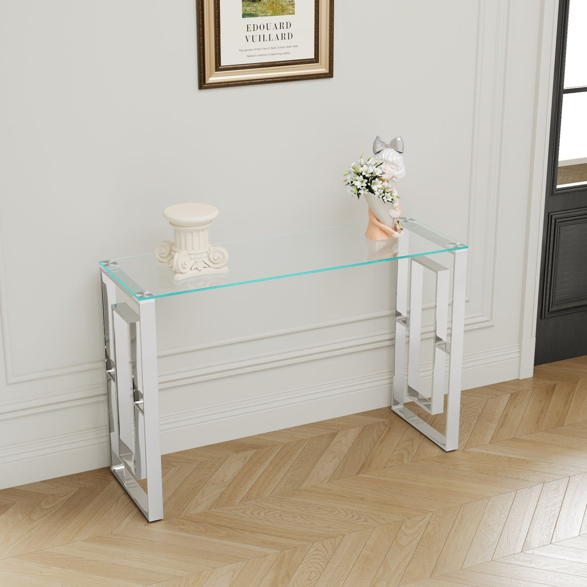 Console Table Stainless Steel Glass,Meal side table silvery Clearbs-02 s W1727P195277-djyc