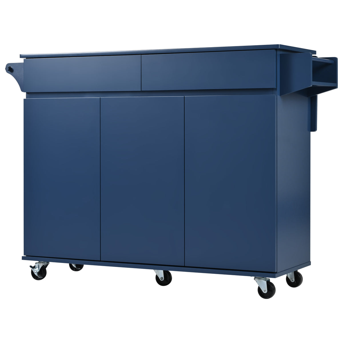 K&K 53.2''Kitchen Island with Drop Leaf, Kitchen Storage Cart with Spice Rack, Towel Rack and 2 Drawers, Rolling Kitchen Island on Wheels with Adjustable Shelves for Kitchen, Dining Room, Navy Blue N707P173041G-djyc