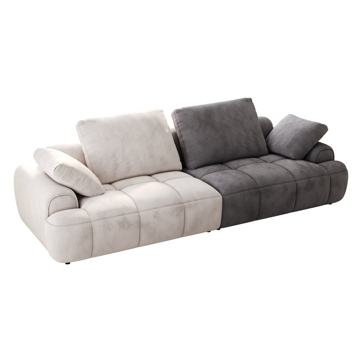 86.6″ Large size two Seat Sofa,Modern Upholstered,Beige paired with grey suede fabric W1767S00002-djyc