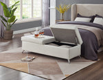 56.7" Bed Bench with Storage White Leather W1669P147646-djyc
