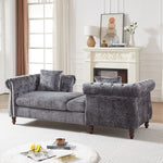 81-inch Chenille Face-to-face Chaise Lounge with Two Pillows,Nailhead trim,Button Tufted Design and Rolled Arms for Lounge, Living room and Office W834S00316-djyc