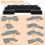 Oversized sponge cloud sofa,Modern Upholstered Sectional Sofa Couch Set,Modular 162" L Shaped Sectional Living Room Sofa Set With 6 Pillows,Free Combination Sofa Couch for Living Room,Bedroom W834S00327-djyc