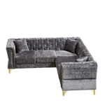 81.5-Inch Chenille Corner Sofa , L-Shaped Sectional Couch, 5-Seater Corner Sofas with 3 Cushions for Living Room, Bedroom, Apartment, Office W834S00262-djyc