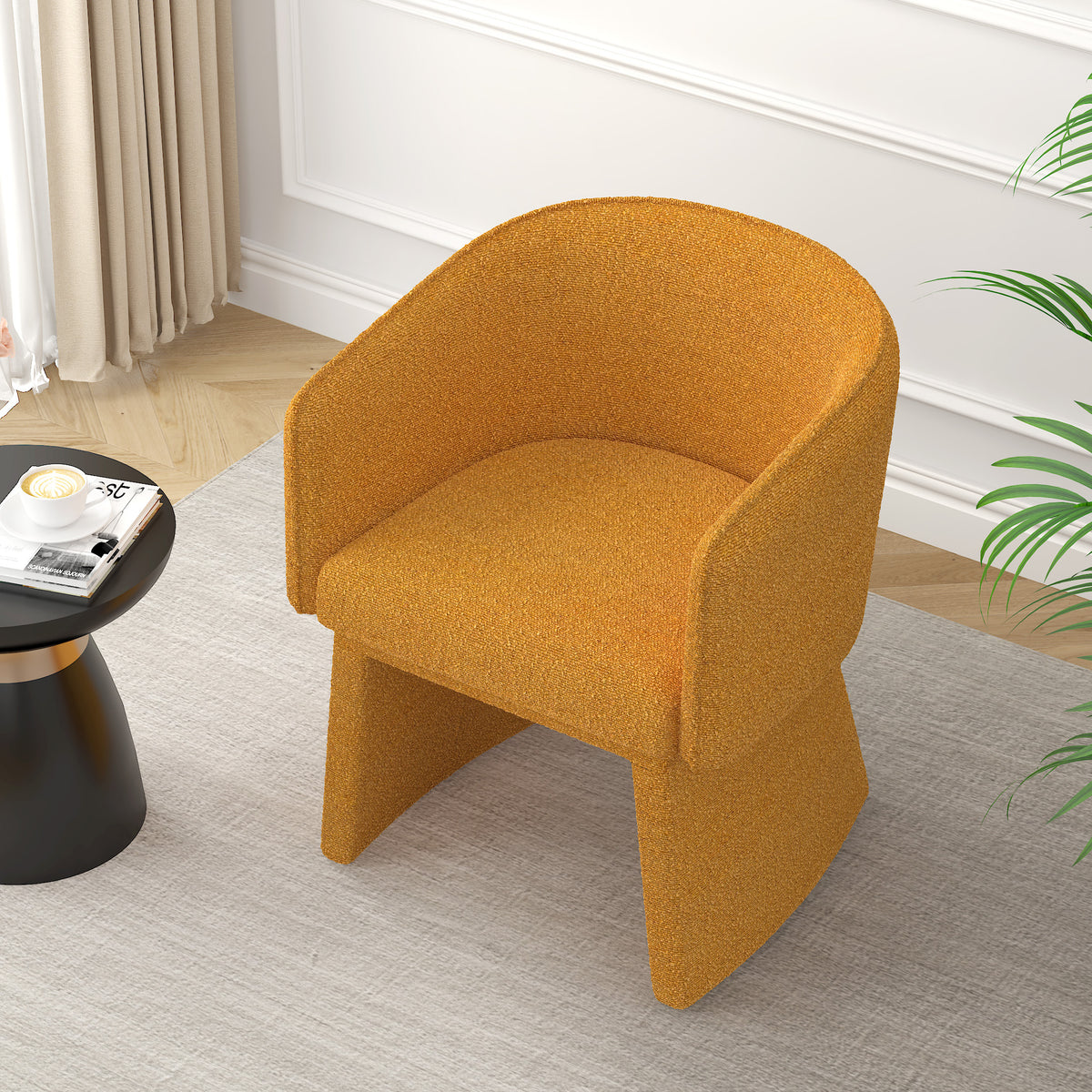 Modern style simple and elegant chair, orange leisure chair, suitable for dining/bedroom/living room/reception desk (assembly required)-Orange W487P186359-djyc