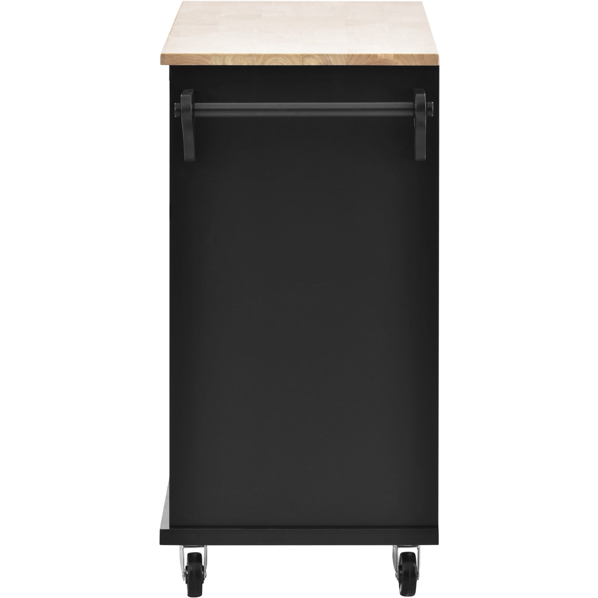 Kitchen Island Cart with Storage Cabinet and Two Locking Wheels,Solid wood desktop,Microwave cabinet,Floor Standing Buffet Server Sideboard for Kitchen Room,Dining Room,, Bathroom(Black) WF296670AAB-djyc