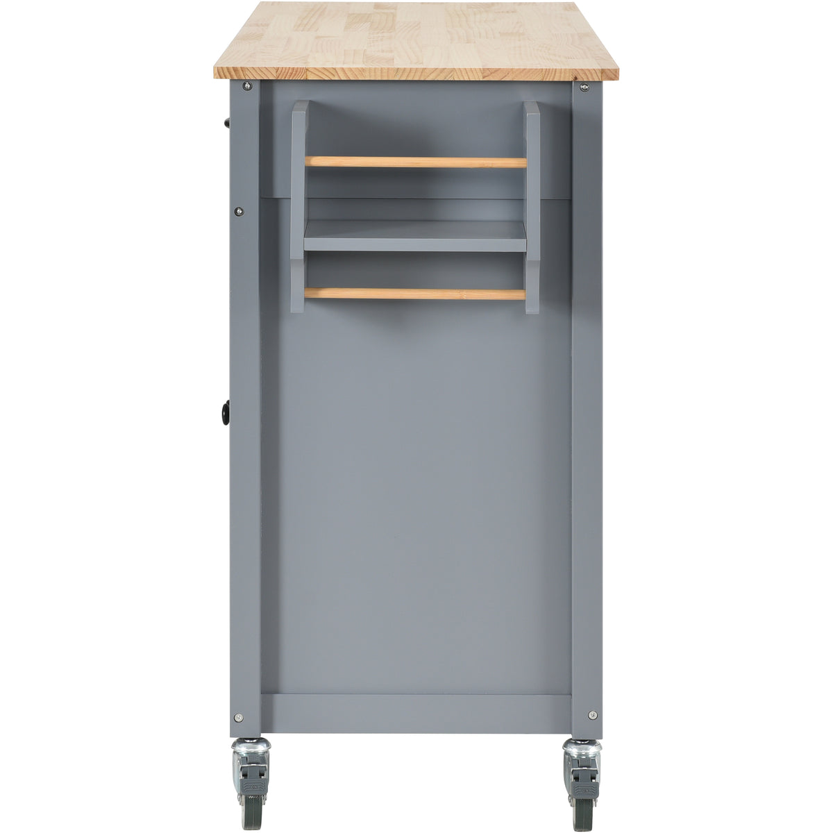 Kitchen Island Cart with Solid Wood Top and Locking Wheels,54.3 Inch Width,4 Door Cabinet and Two Drawers,Spice Rack, Towel Rack (Grey Blue) WF286911AAG-djyc