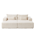 87" Oversized Sectional Lounge Chaise,No Assembly Required,Cloud Plush Loveseat with two Removable Footstool,Fluffy Modern Sleeper Chair for Indoor Living Room Bedroom W834S00331-djyc