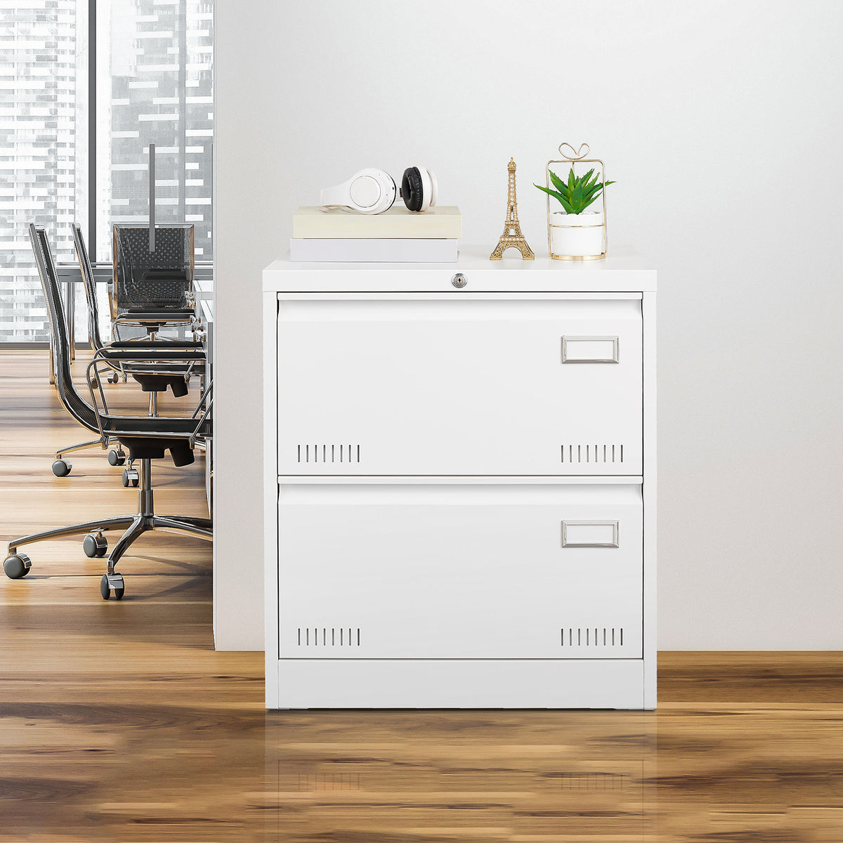 Filing Cabinet Lateral File Cabinet 2 Drawer, White Filing Cabinets with Lock, Locking Metal File Cabinets Three Drawer Office Cabinet for Legal/Letter/A4/F4 Home Offic W1247P160451-djyc