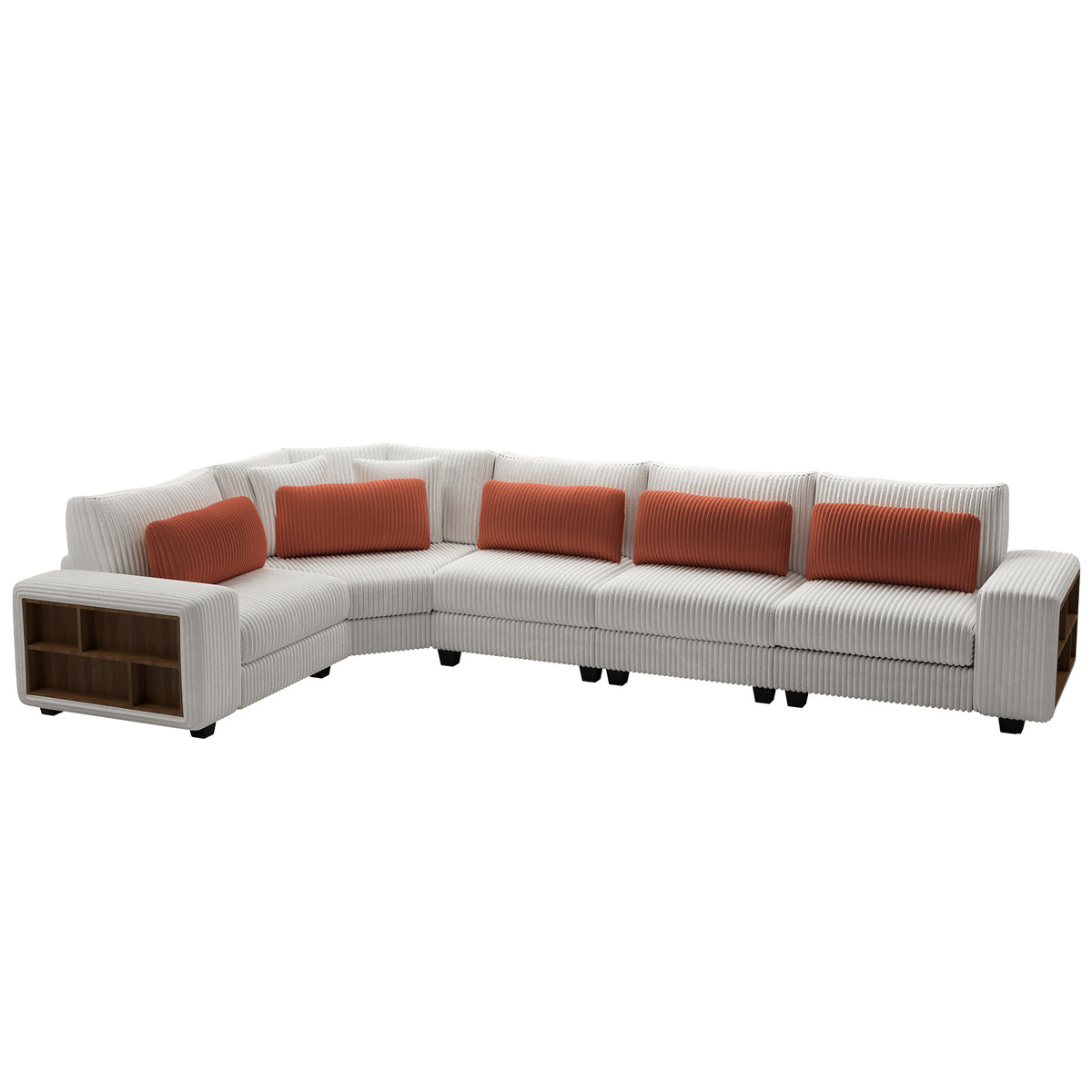 Modular Sectional L-shaped Sofa with Armrest Wooden Frame Locker, Stylish and Comfortable , Cream Style, Beige W1793S00009-djyc