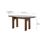 Elegant Oak Wood and Tempered Glass Table - Solid Wood Design fld-2755