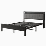Queen Size Bed Frame, Storage Headboard with Charging Station, Solid and Stable, Noise Free, No Box Spring Needed, Easy Assembly W840P195212-djyc