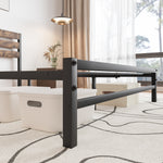 Queen Size Platform Bed Frame with Rustic Vintage Wood Headboard, Strong Metal Slats Support Mattress Foundation, No Box Spring Needed Rustic Brown W84084264-djyc