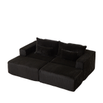 87" Oversized Sectional Lounge Chaise,No Assembly Required,Cloud Plush Loveseat with two Removable Footstool,Fluffy Modern Sleeper Chair for Indoor Living Room Bedroom W834S00333-djyc