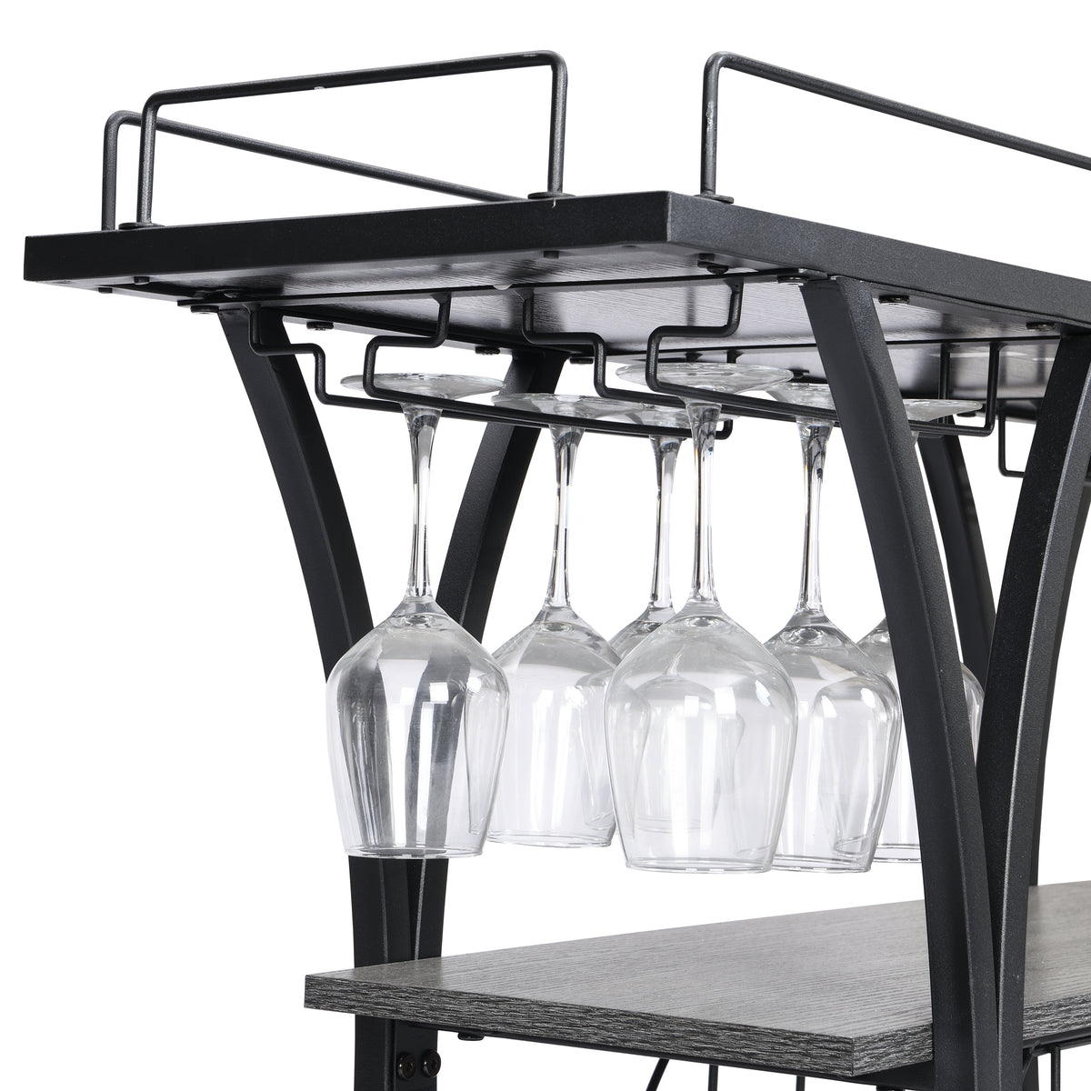 Industrial Bar Cart Kitchen Bar&Serving Cart for Home with Wheels 3 -Tier Storage Shelves W82151001-djyc