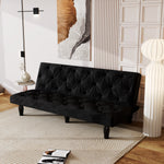 Sofa-to-Bed Evolution: 66" Black Velvet Sofa Bed Transforms Seamlessly, Ideal for Family Living Rooms, Apartments, and Bedrooms W127860390-djyc