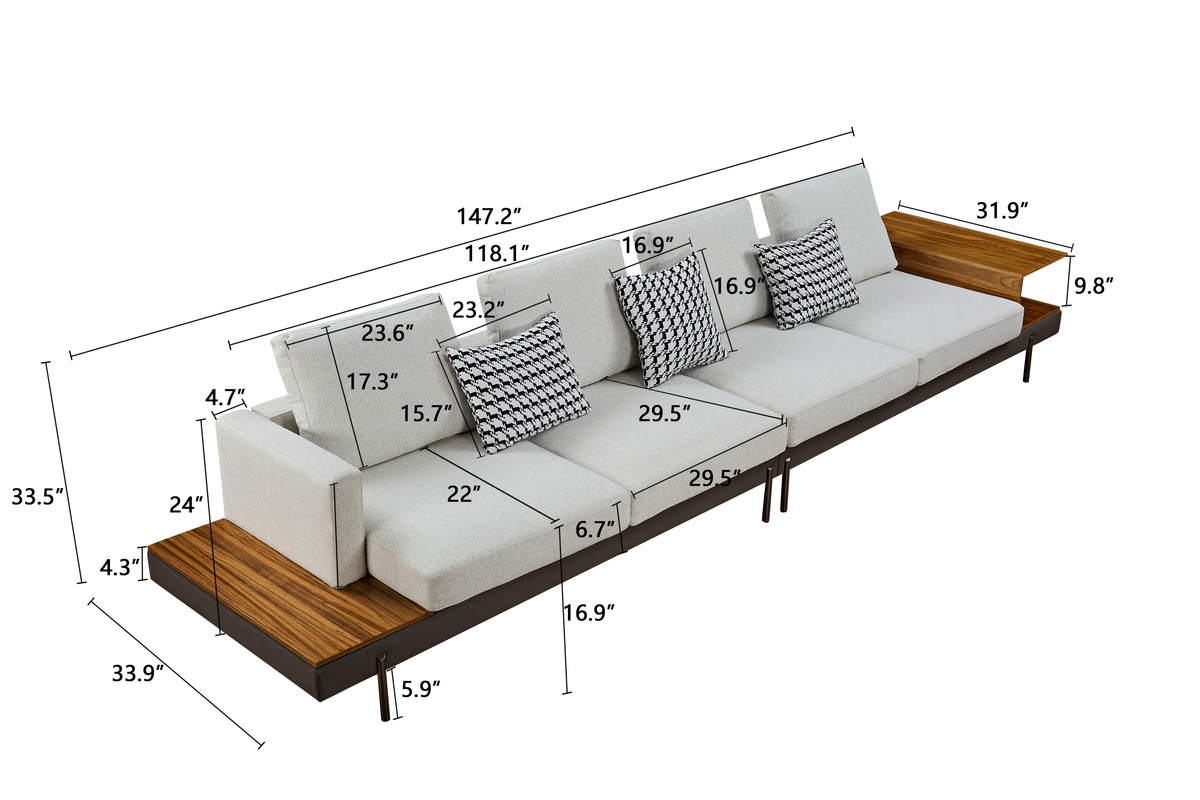 Luxury sofa/Fabric sofain Living Room Left and Right Interchangeable/four seat sofa/off-white W1793S00002-djyc