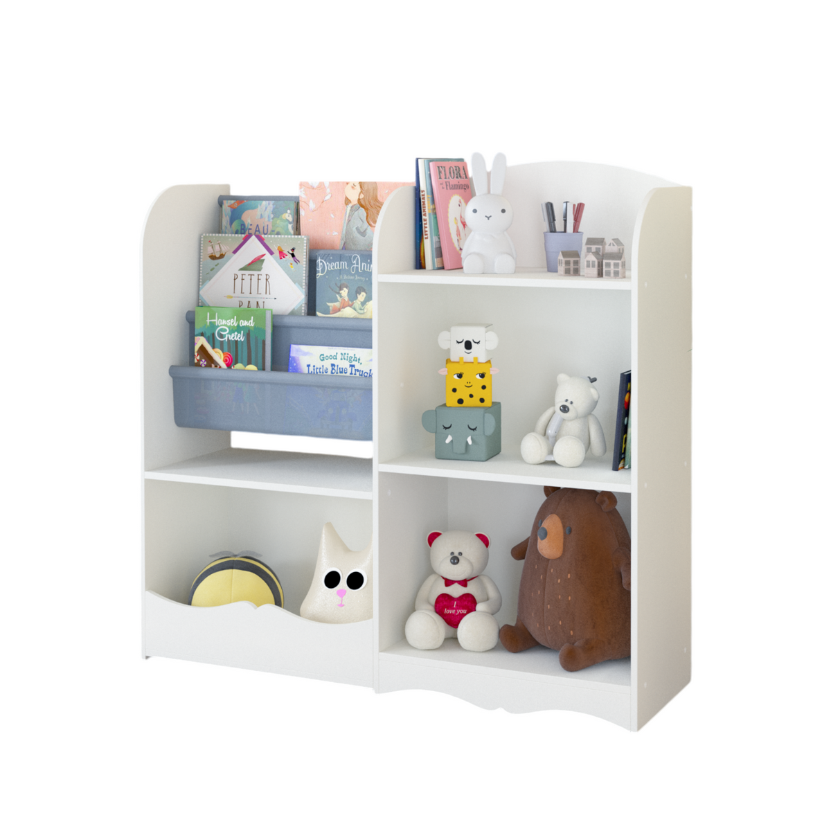 Kids Bookshelf and Toy Organizer, 3 Tier Bookshelf for Kids, Fabric Toddler Bookcase Book Shelf for Kids Rooms, Bedroom, Playroom, Nursery, Toy Storage Organizer with Bookshelf W808P221066-djyc