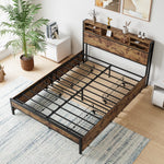 Queen Bed Frame withStorage Headboard and 4 Drawers W840134067-djyc