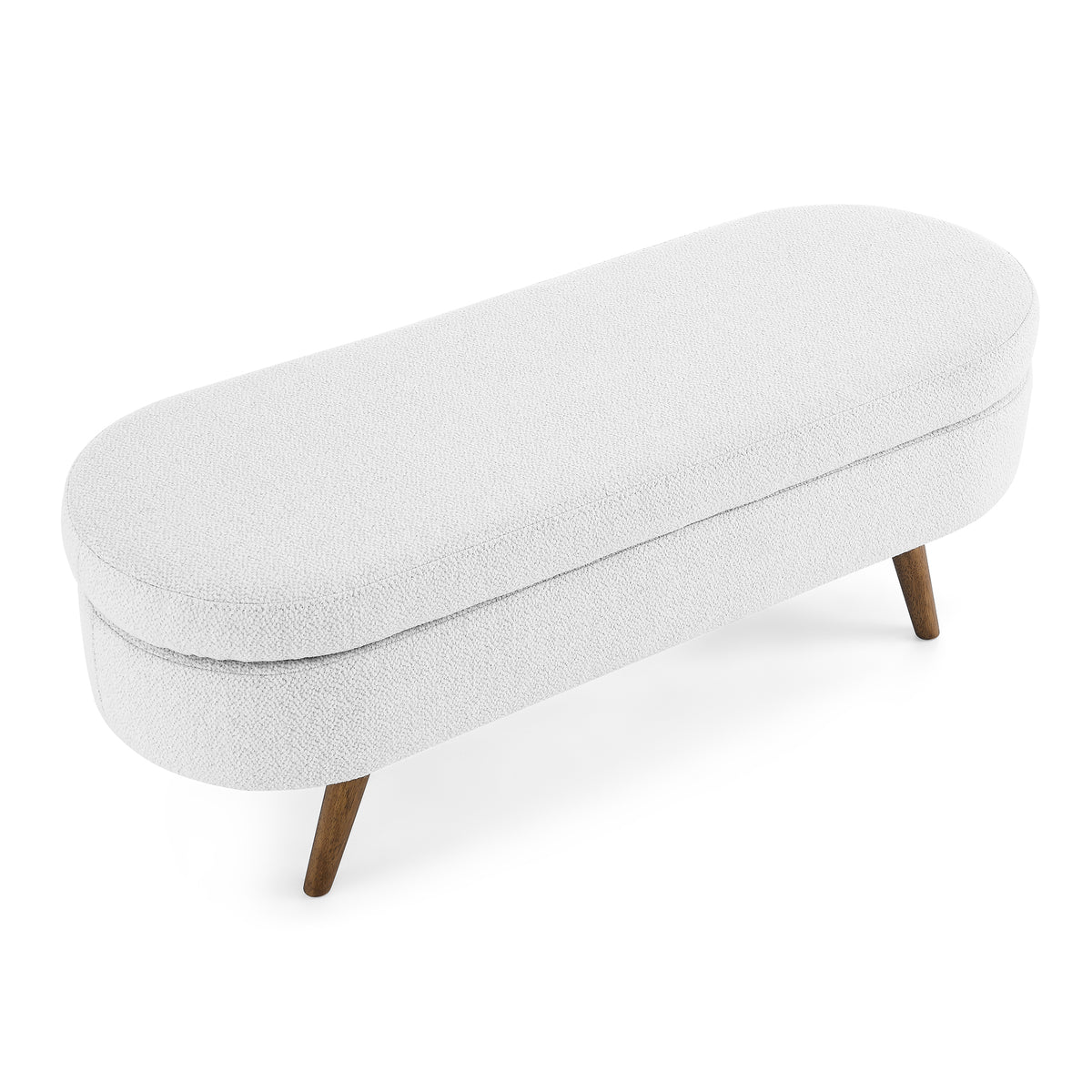 Ottoman Oval Storage Bench,Rubber Wood Legs,White(43.5"x16"x16") W48764885-djyc